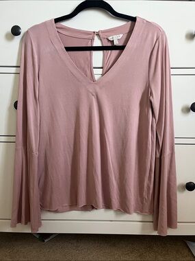 Lucky Brand Dusty Rose V-Neck Long Sleeve Top